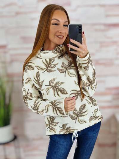 Alján megkötős, garbós nyakú, vastag anyagú pulóver M-L-XL