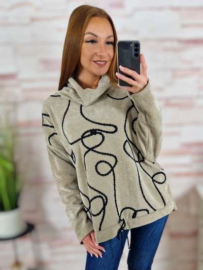 Garbós nyakú, alján összehúzható pulóver M-L-XL