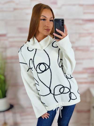 Garbós nyakú, alján összehúzható pulóver M-L-XL