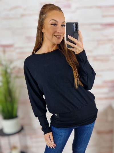 Denevér és hosszú ujjú, passzés aljú, gépi kötött anyagú felső M-L