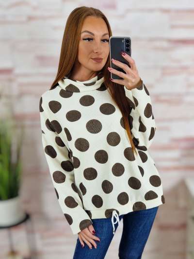 Alján megkötős, garbós nyakú, vastag anyagú pulóver M-L-XL