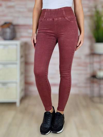 Magasított, gumis derekú, bordó nadrág 26-32-ig