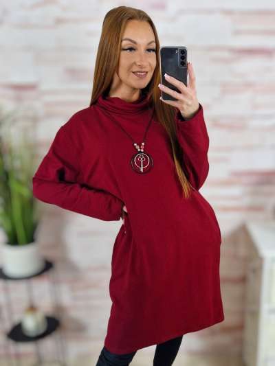 Garbós nyakú, zsebes, nyakláncos, pamut ruha L-XL