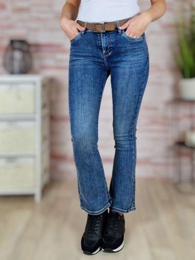 Bő szárú, öves, sötétkék farmernadrág XS-XL-ig