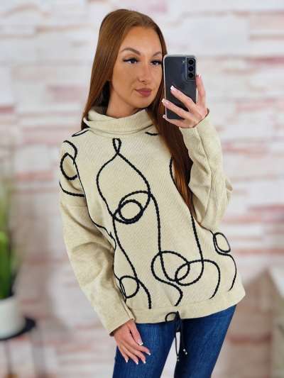 Garbós nyakú, alján összehúzható pulóver M-L-XL