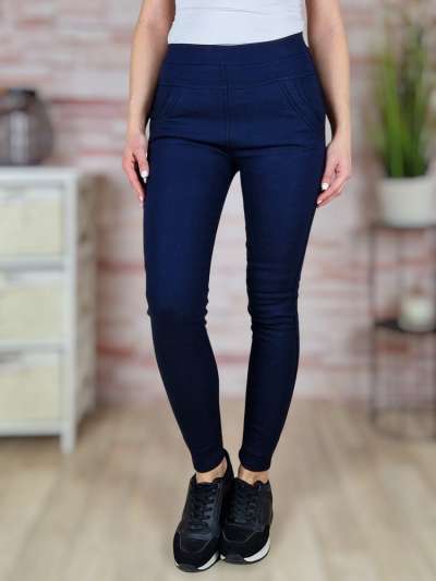 Bélelt, gumis derekú, zsebes, sötétkék nadrág S-M,M-L