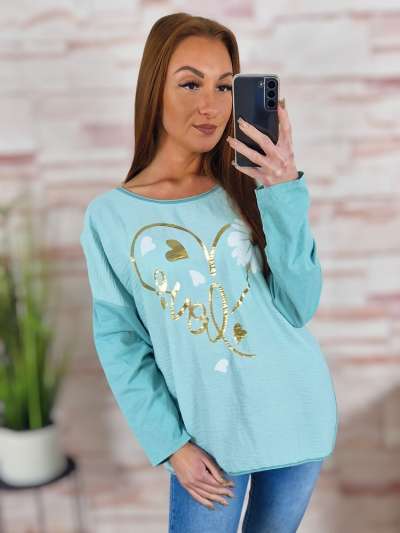 Szív mintás, hátul hosszított, pamut és viszkóz anyagú felső L-XL