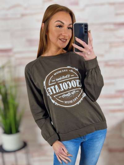 Chocolate feliratos, passzés aljú és ujjú, pamut felső M-L