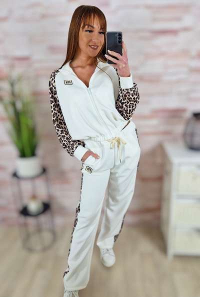 Cipzáros, leopárd mintás, melegítő, szabadidő szett S-M