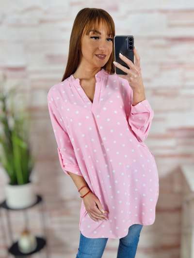 A vonalú, roll-up ujjú, pöttyös tunika M-L-XL