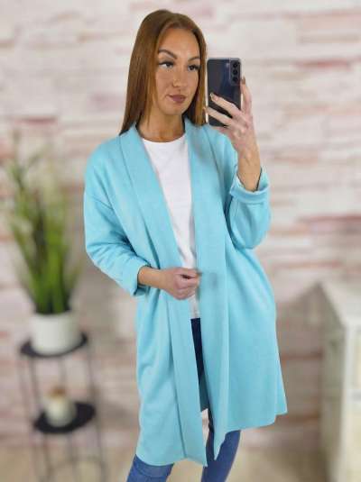 Ejtett vállú, zsebes, nyitott kardigán M-L-XL