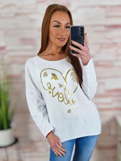 Szív mintás, hátul hosszított, pamut és viszkóz anyagú felső L-XL