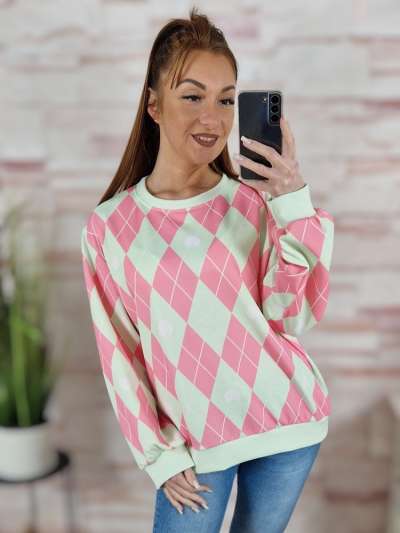 Mintás, passzés aljú és ujjú pulóver M-L-XL