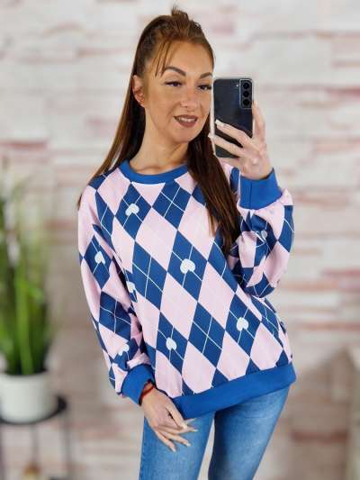 Mintás, passzés aljú és ujjú pulóver M-L-XL