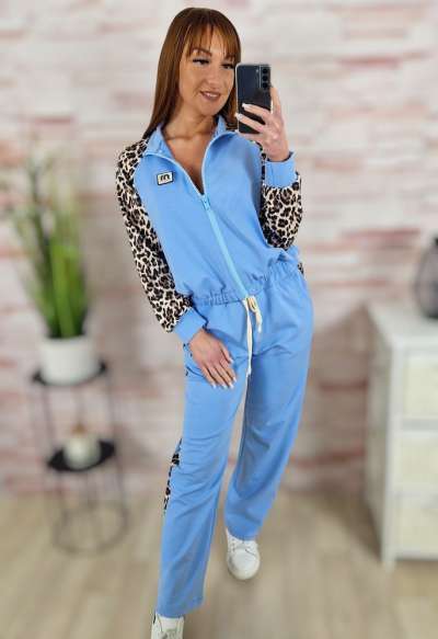 Cipzáros, leopárd mintás, melegítő, szabadidő szett S-M