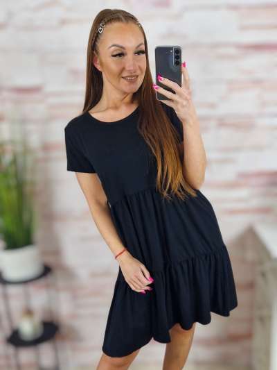 Fodros aljú, rövid ujjú, pamut ruha S-M-L