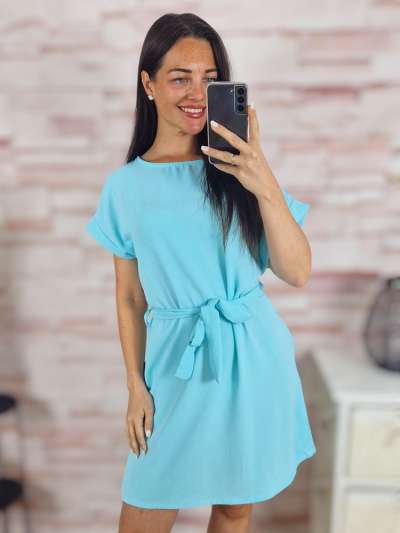 Deréknál megkötős, zsebes ruha S-M