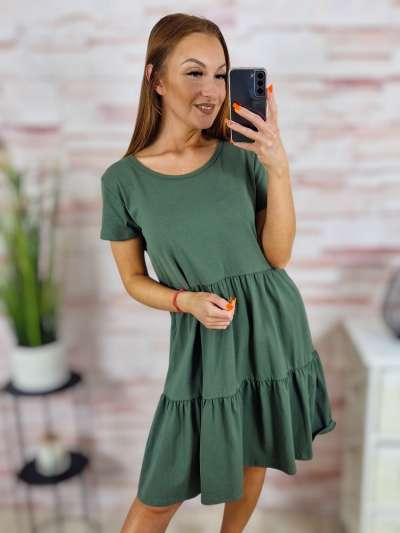 Fodros aljú, rövid ujjú, pamut ruha S-M-L