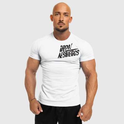 Férfi fitness póló Iron Aesthetics Splash, fehér