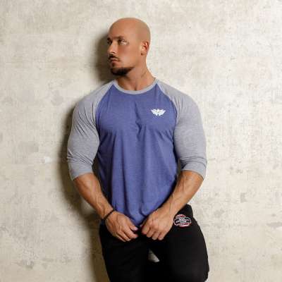 Férfi 3/4 ujjú póló Iron Aesthetics Raglan, blue/grey