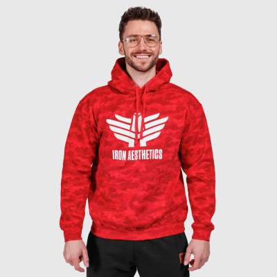Férfi pulóver Iron Aesthetics Camo, piros