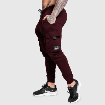 Férfi melegítőnadrág Iron Aesthetics Cargo Joggers, bordó