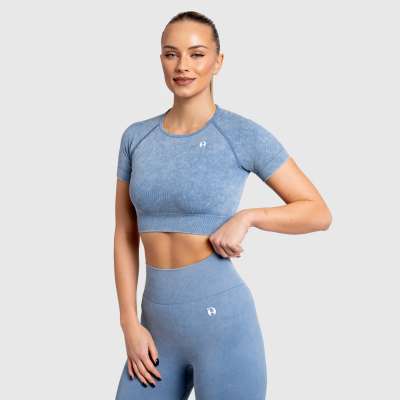 Női crop top Iron Aesthetics Faded, washed blue