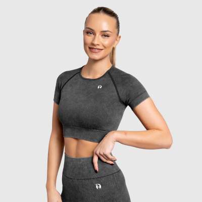 Női crop top Iron Aesthetics Faded, washed black