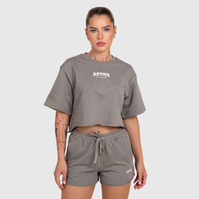 Női crop top Iron Aesthetics Heavy-Terry, szürke