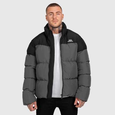 Férfi dzseki Iron Aesthetics Block Puffer, black/grey