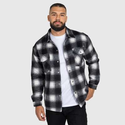 Férfi kockás ing Iron Aesthetics Timber, black/white