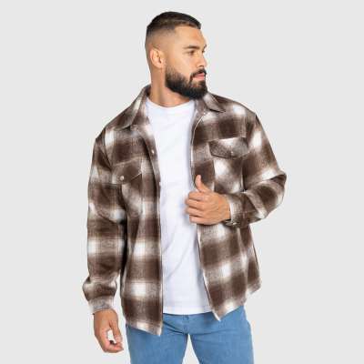 Férfi kockás ing Iron Aesthetics Timber brown/white