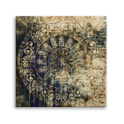Vászon falikép, orientális mintával, 65x65 cm, kék-barna - FRESQUE - Butopêa