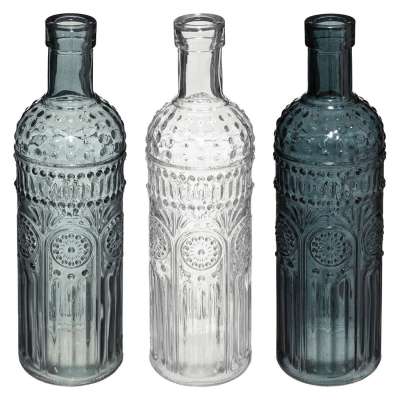 Üvegváza 3 db szett 24 cm, kék - PAQUERETTES - Butopêa