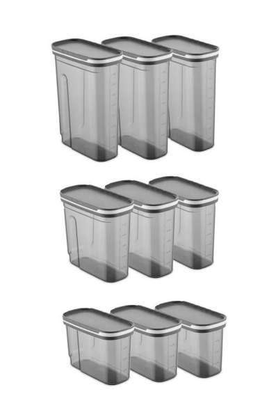 Műanyag tárolódoboz szett, 9 db-os, szürke - PARTY - Butopêa