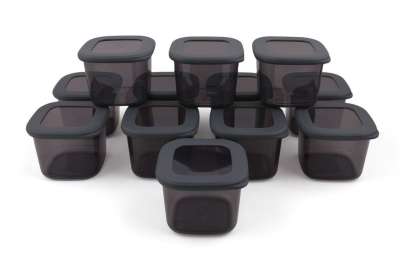 Műanyag tárolódoboz szett, 12 db-os, szürke - EPICIER - Butopêa