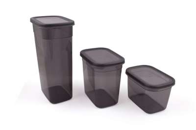 Műanyag tárolódoboz szett, 24 db-os, szürke - EPICIER - Butopêa