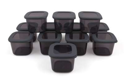 Műanyag tárolódoboz szett, 12 db-os, szürke - EPICIER - Butopêa