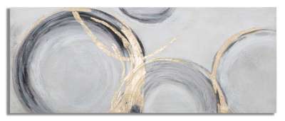 Absztrakt vászon kép 150x60 cm, antracit, arany - RONDS - Butopêa