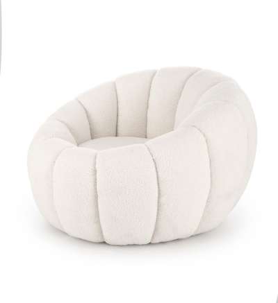 Fotel, buklé szövet, krémszínű - RONDO - Butopêa