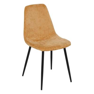 Étkezőszék, kordbársony, okkersárga, fekete fém lábakkal - CHENNU - Butopêa