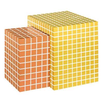 Dohányzóasztal szett, 2 db-os, négyzethálós, fa, sárga - PISCINE narancssárga - fehér - - Butopêa