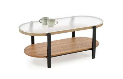 Dohányzóasztal, 110 cm, natúr / fekete - CAMELIA - Butopêa