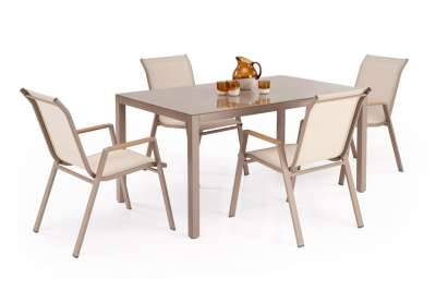Kerti asztal, 150 cm, bézs / cappuccino - HOUVRET - Butopêa