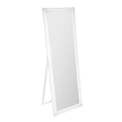 Állótükör faragott fa kerettel, fehér, 172 x 62 cm - LIBERTÉ - Butopêa