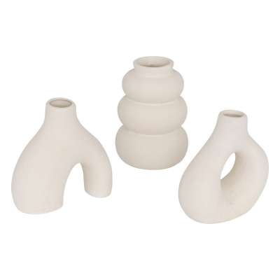 3 darabos fehér kerámia váza szett 9 cm - BOUQUET - Butopêa