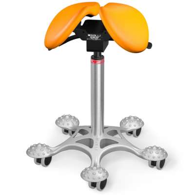 Salli Twin nyeregszék Kárpit színe: Bőr - mandarin #54033, Szerkezet: króm + masszázs Salli bázis, Testmagasság_ Magas (L) - 170 cm-től