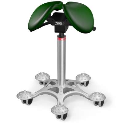 Salli Twin nyeregszék Kárpit színe: Bőr - fenyőzöld #98015, Szerkezet: króm + masszázs Salli bázis, Testmagasság_ Alacsony (S) - 150 cm-ig