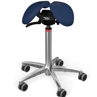 SALLI Swing nyeregszék Kárpit színe: Szintetikus bőr - füstkék #7606, Szerkezet: króm + standard bázis, Testmagasság_ Alacsony (S) - 150 cm-ig