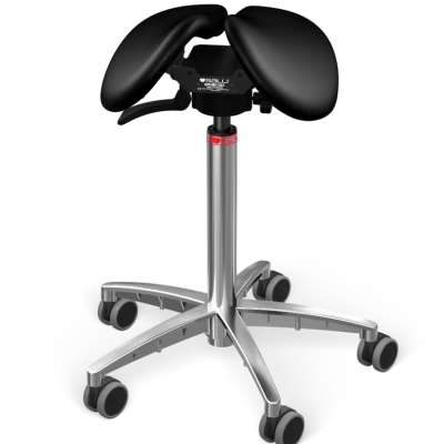 SALLI Swing nyeregszék Kárpit színe: Szintetikus bőr - fekete #5816, Szerkezet: króm + standard bázis, Testmagasság_ Alacsony (S) - 150 cm-ig